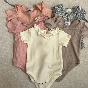 Nicole Miller Floral and Solid Baby Bodysuits Set